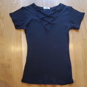 Black fashion short sleeve top